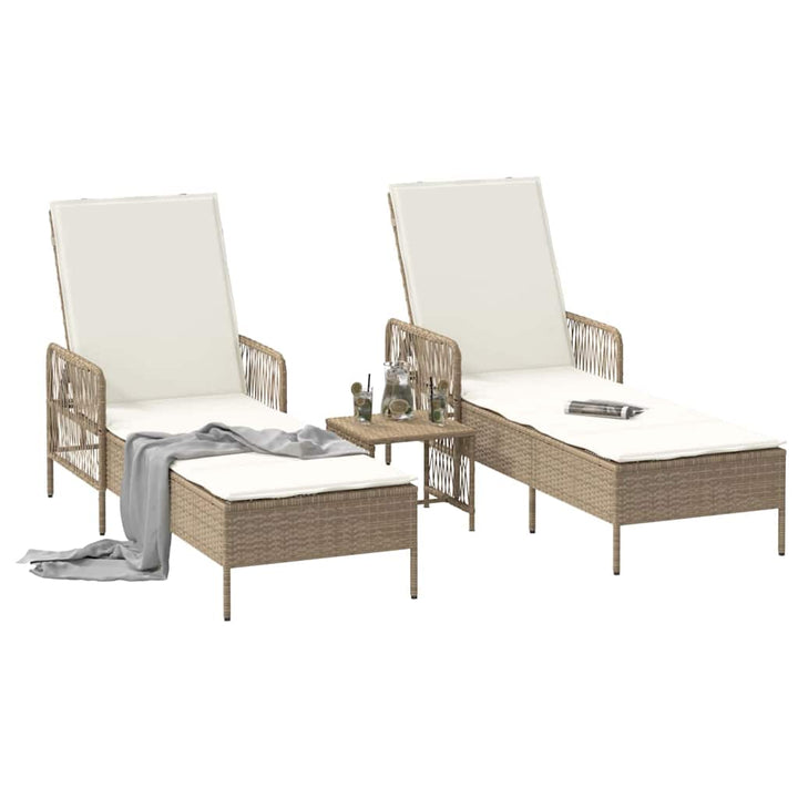 Liggestol med pude 2 pcs Beige 35 x 35 x 32cm polyrattan