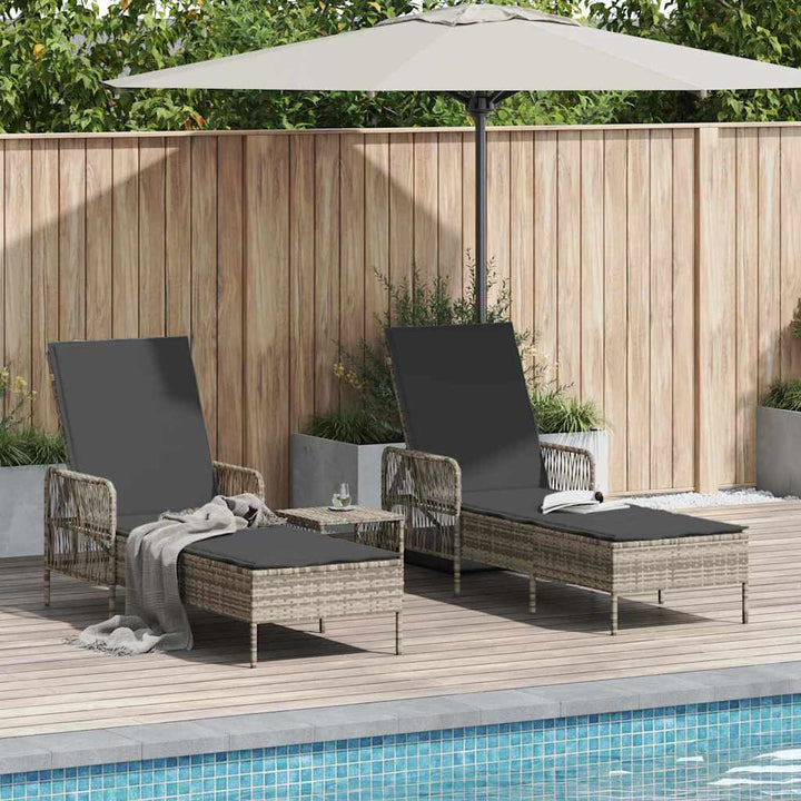 Liggestol med pude 2 pcs Lysegrå 35 x 35 x 32cm polyrattan