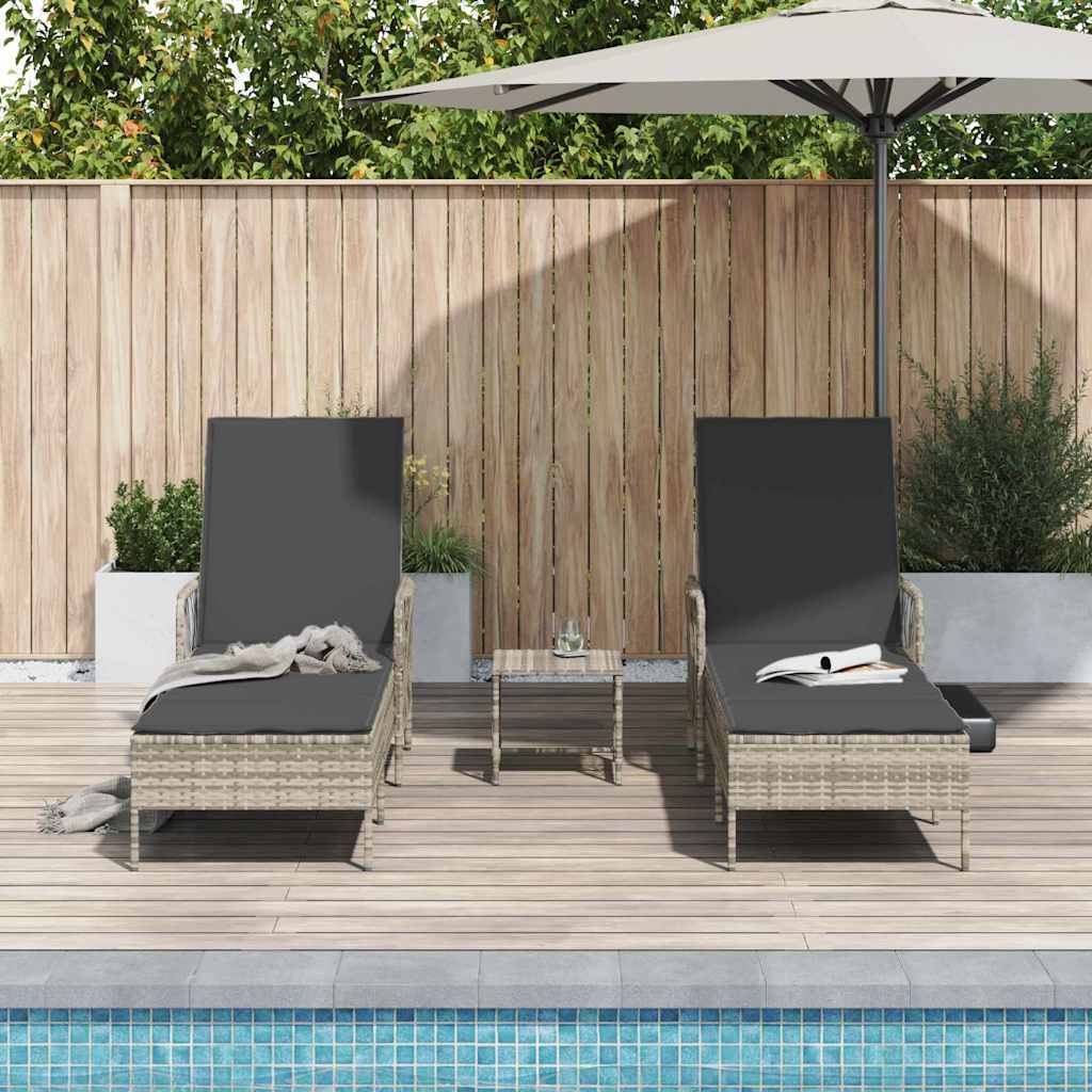 Liggestol med pude 2 pcs Lysegrå 35 x 35 x 32cm polyrattan