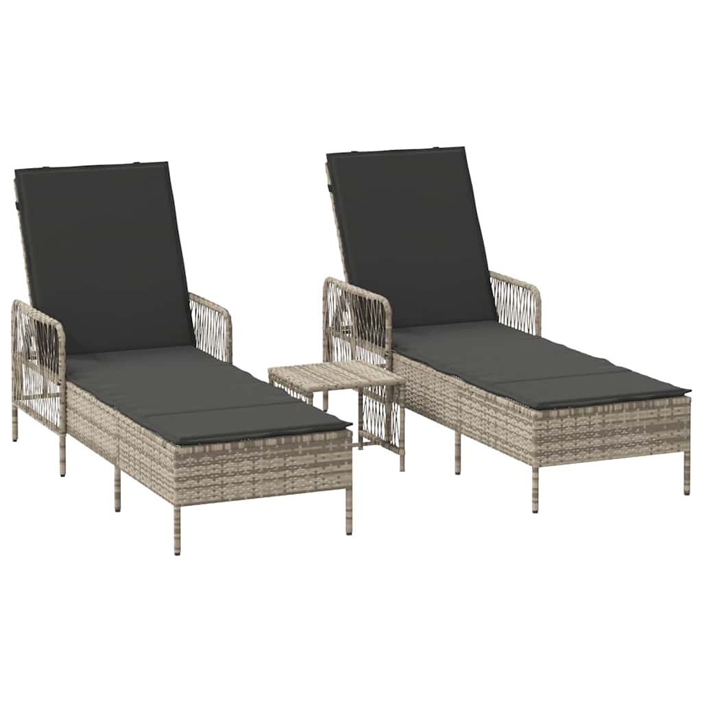 Liggestol med pude 2 pcs Lysegrå 35 x 35 x 32cm polyrattan