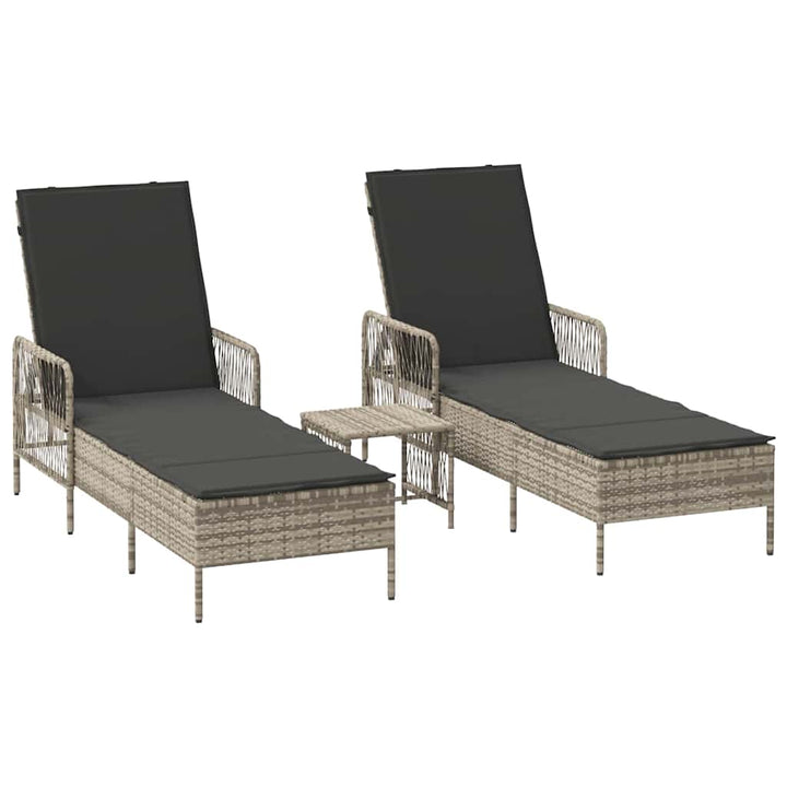 Liggestol med pude 2 pcs Lysegrå 35 x 35 x 32cm polyrattan