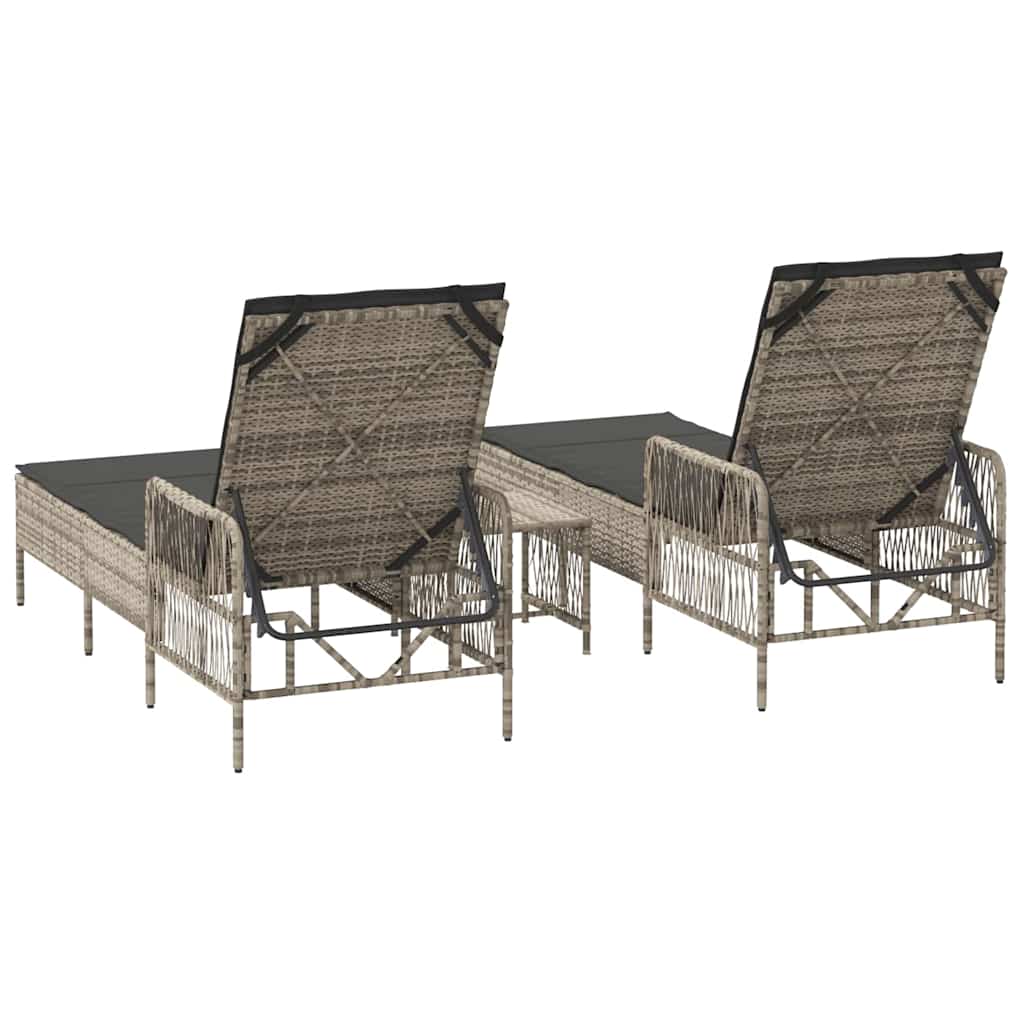 Liggestol med pude 2 pcs Lysegrå 35 x 35 x 32cm polyrattan