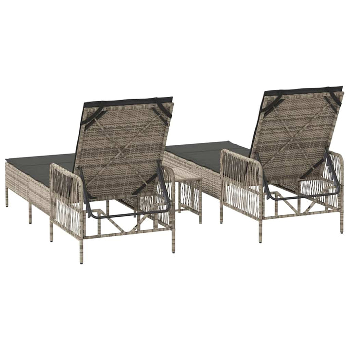 Liggestol med pude 2 pcs Lysegrå 35 x 35 x 32cm polyrattan