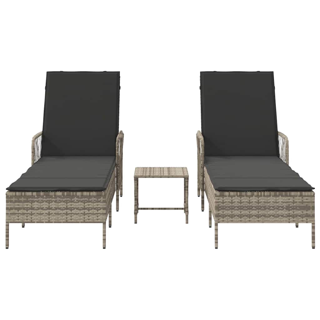 Liggestol med pude 2 pcs Lysegrå 35 x 35 x 32cm polyrattan