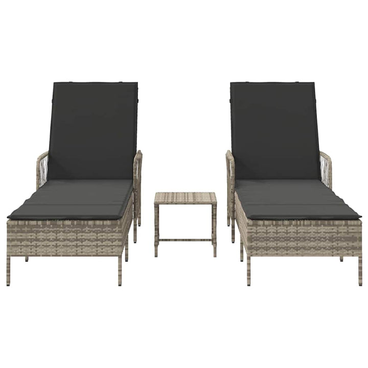 Liggestol med pude 2 pcs Lysegrå 35 x 35 x 32cm polyrattan