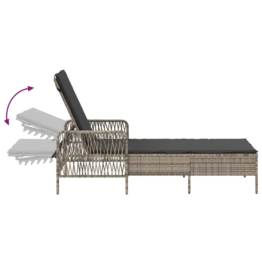 Liggestol med pude 2 pcs Lysegrå 35 x 35 x 32cm polyrattan