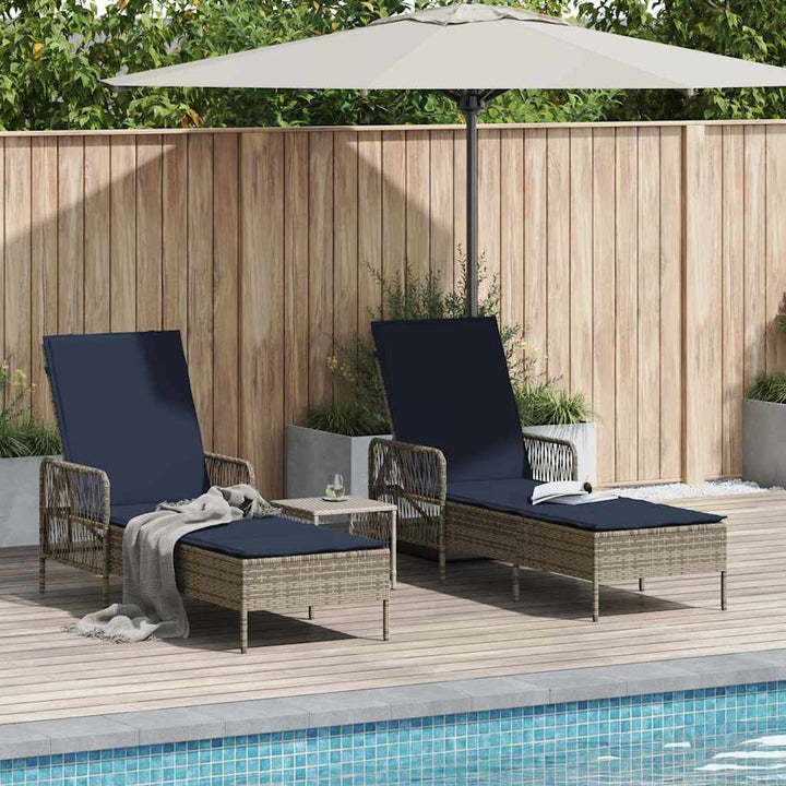 Liggestol med pude 2-person 2 pcs Grå 35 x 35 x 32cm polyrattan