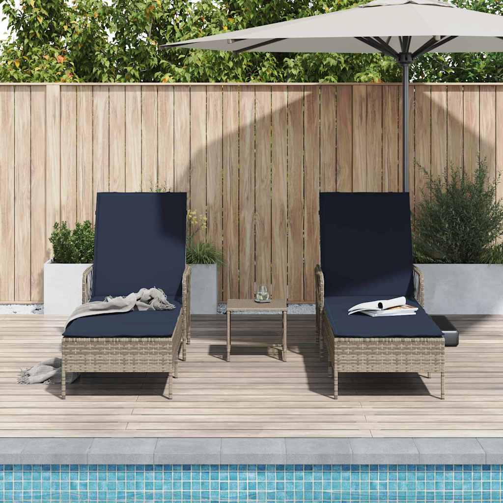 Liggestol med pude 2-person 2 pcs Grå 35 x 35 x 32cm polyrattan