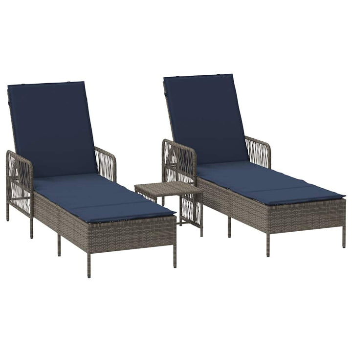 Liggestol med pude 2-person 2 pcs Grå 35 x 35 x 32cm polyrattan