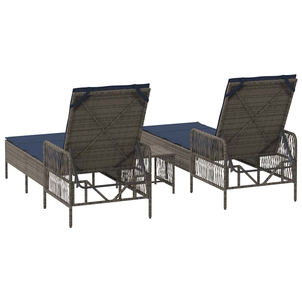 Liggestol med pude 2-person 2 pcs Grå 35 x 35 x 32cm polyrattan