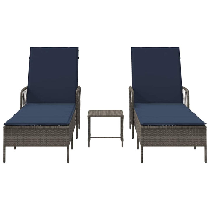 Liggestol med pude 2-person 2 pcs Grå 35 x 35 x 32cm polyrattan