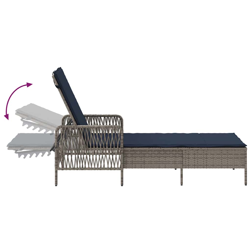 Liggestol med pude 2-person 2 pcs Grå 35 x 35 x 32cm polyrattan