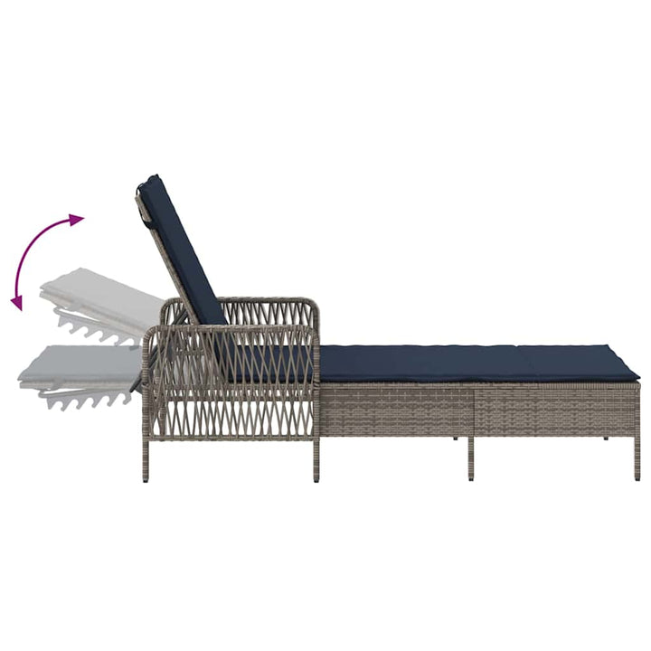 Liggestol med pude 2-person 2 pcs Grå 35 x 35 x 32cm polyrattan