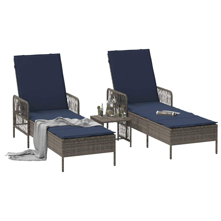 Liggestol med pude 2-person 2 pcs Grå 35 x 35 x 32cm polyrattan