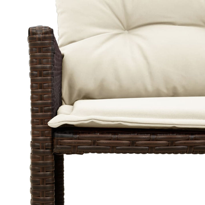 havesofa med bord og hynder L-formet polyrattan brun