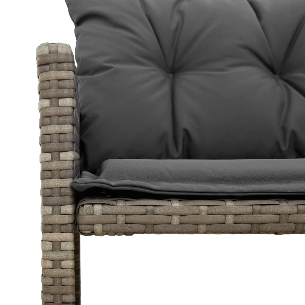havesofa med bord og hynder L-formet polyrattan grå