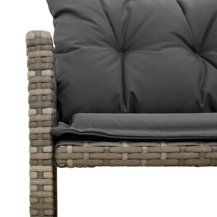 havesofa med bord og hynder L-formet polyrattan grå