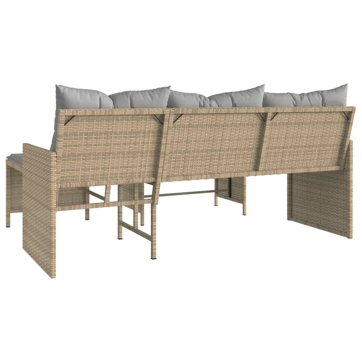 havesofa med bord og hynder L-formet polyrattan beige