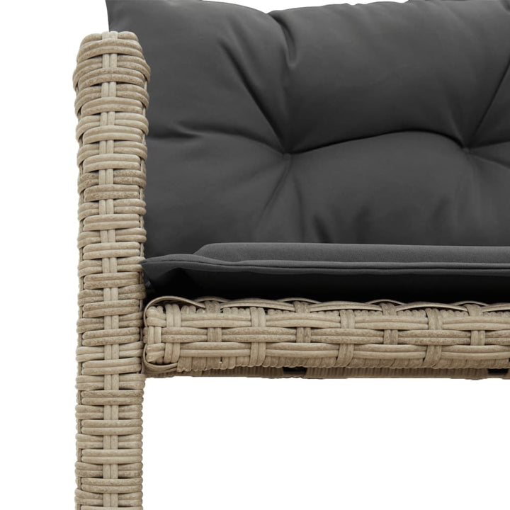 havesofa med bord og hynder L-formet polyrattan lysegrå