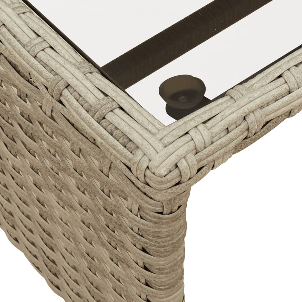havesofa med bord og hynder L-formet polyrattan lysegrå