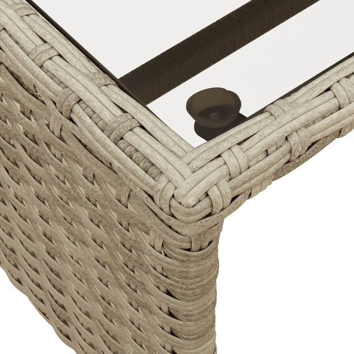 havesofa med bord og hynder L-formet polyrattan lysegrå