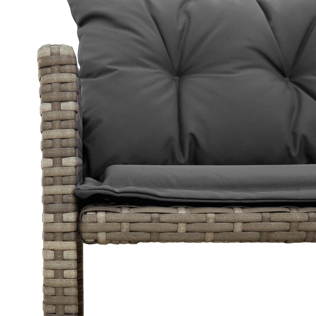 havesofa med bord og hynder L-formet polyrattan grå