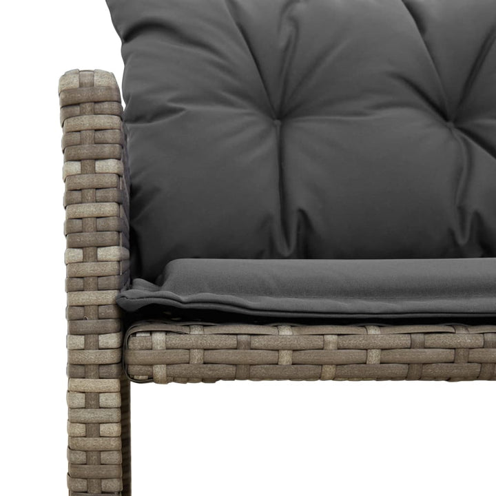 havesofa med bord og hynder L-formet polyrattan grå