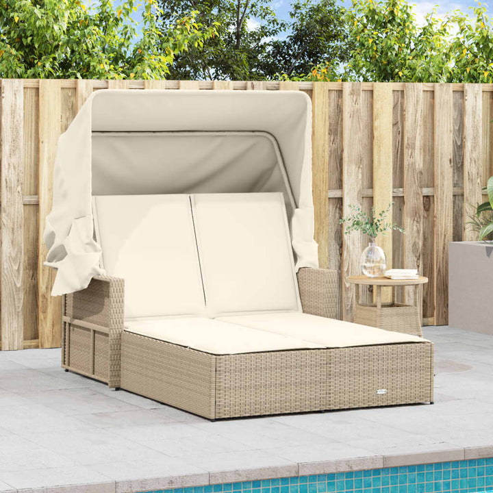 solseng med baldakin og hynder polyrattan beige