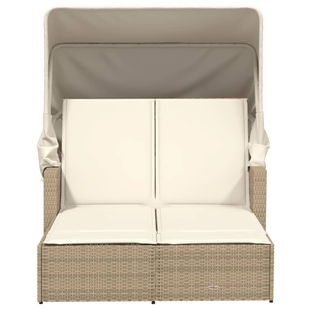 solseng med baldakin og hynder polyrattan beige