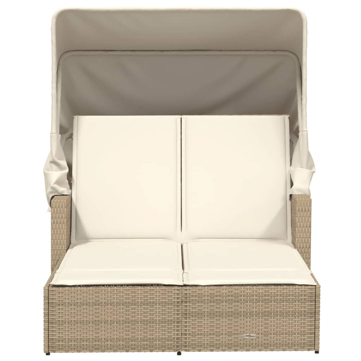solseng med baldakin og hynder polyrattan beige