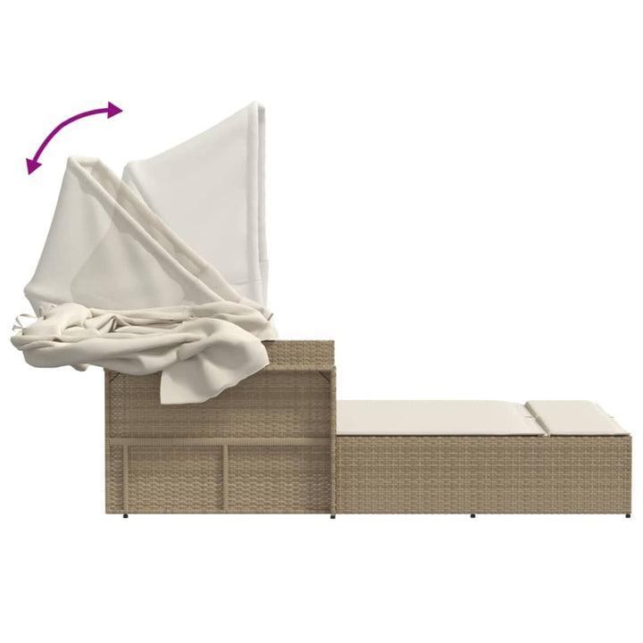 solseng med baldakin og hynder polyrattan beige