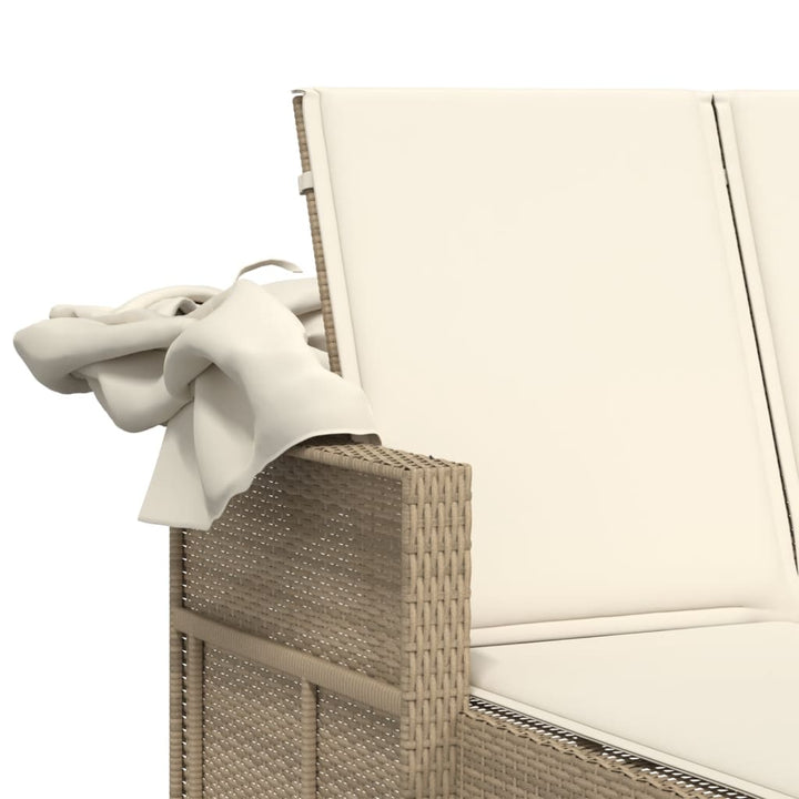 solseng med baldakin og hynder polyrattan beige