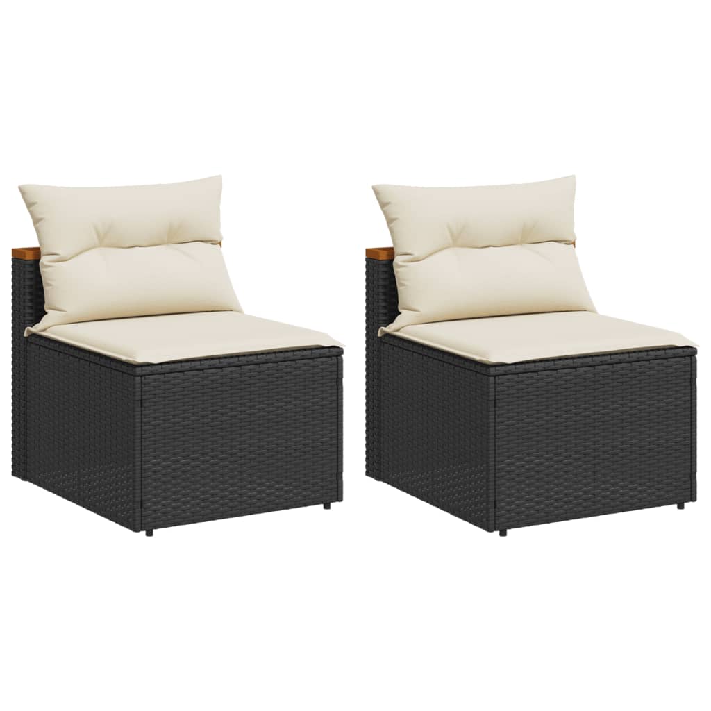 sofamoduler til haven 2 stk. med hynder polyrattan sort