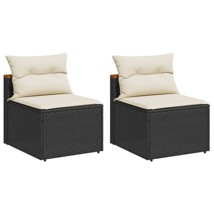 sofamoduler til haven 2 stk. med hynder polyrattan sort