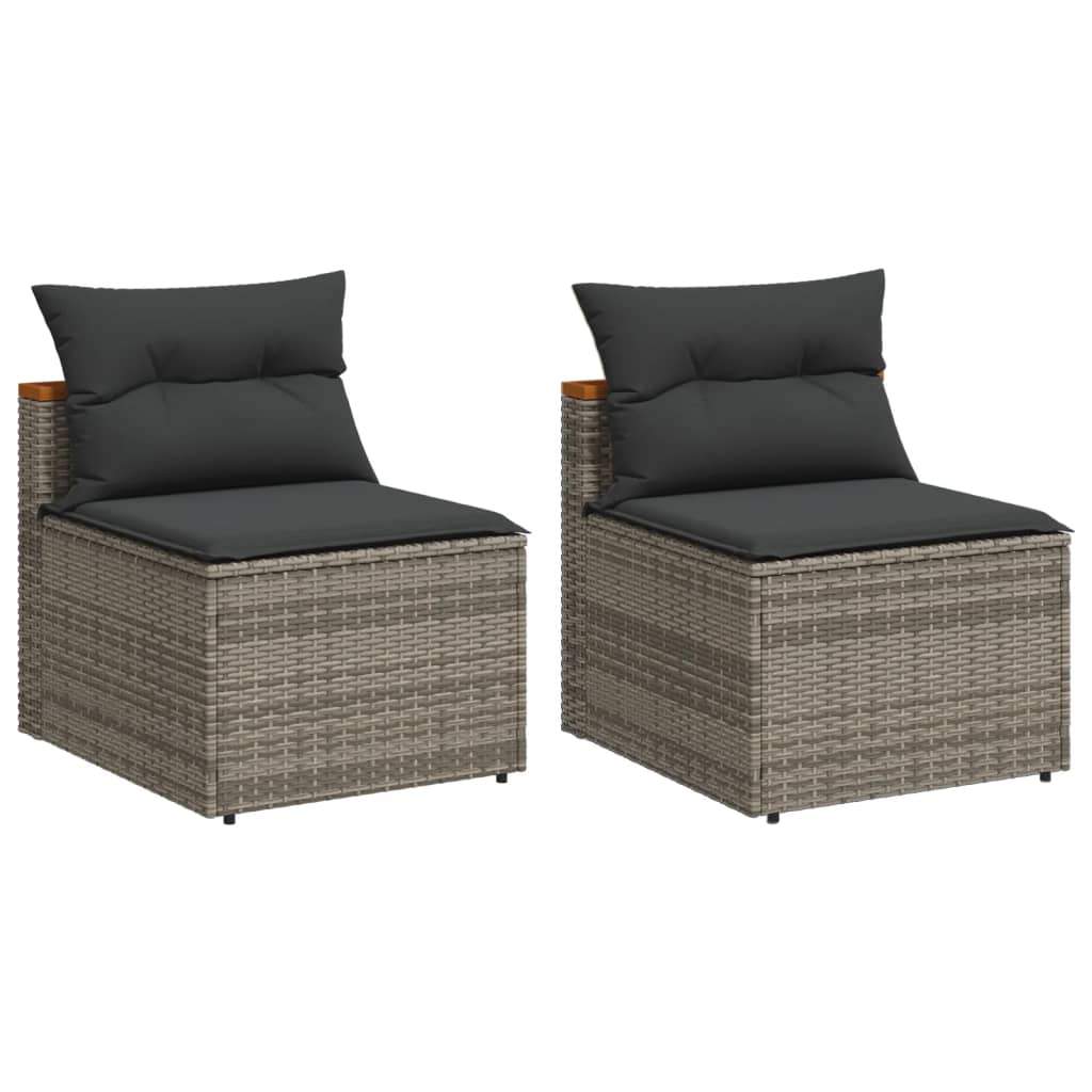 sofamoduler til haven 2 stk. med hynder polyrattan grå