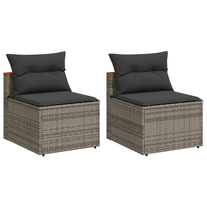 sofamoduler til haven 2 stk. med hynder polyrattan grå