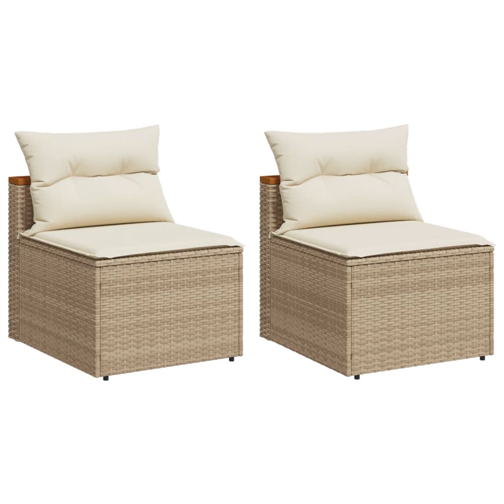 sofamoduler til haven 2 stk. med hynder polyrattan beige