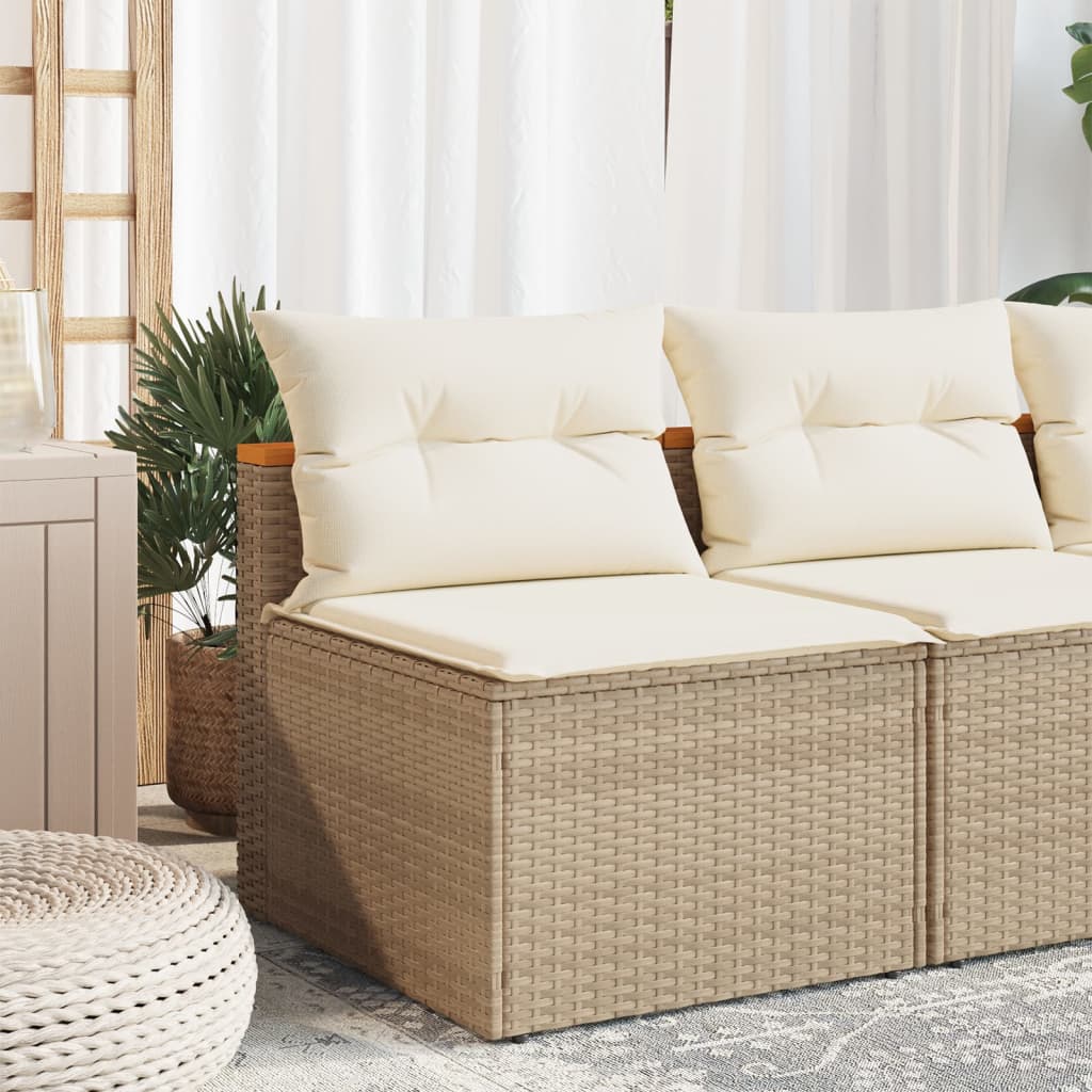 sofamoduler til haven 2 stk. med hynder polyrattan beige