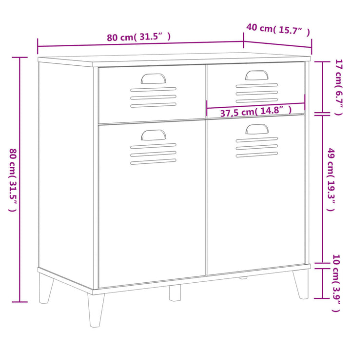 skænk VIKEN 80x40x80 cm konstrueret træ hvid
