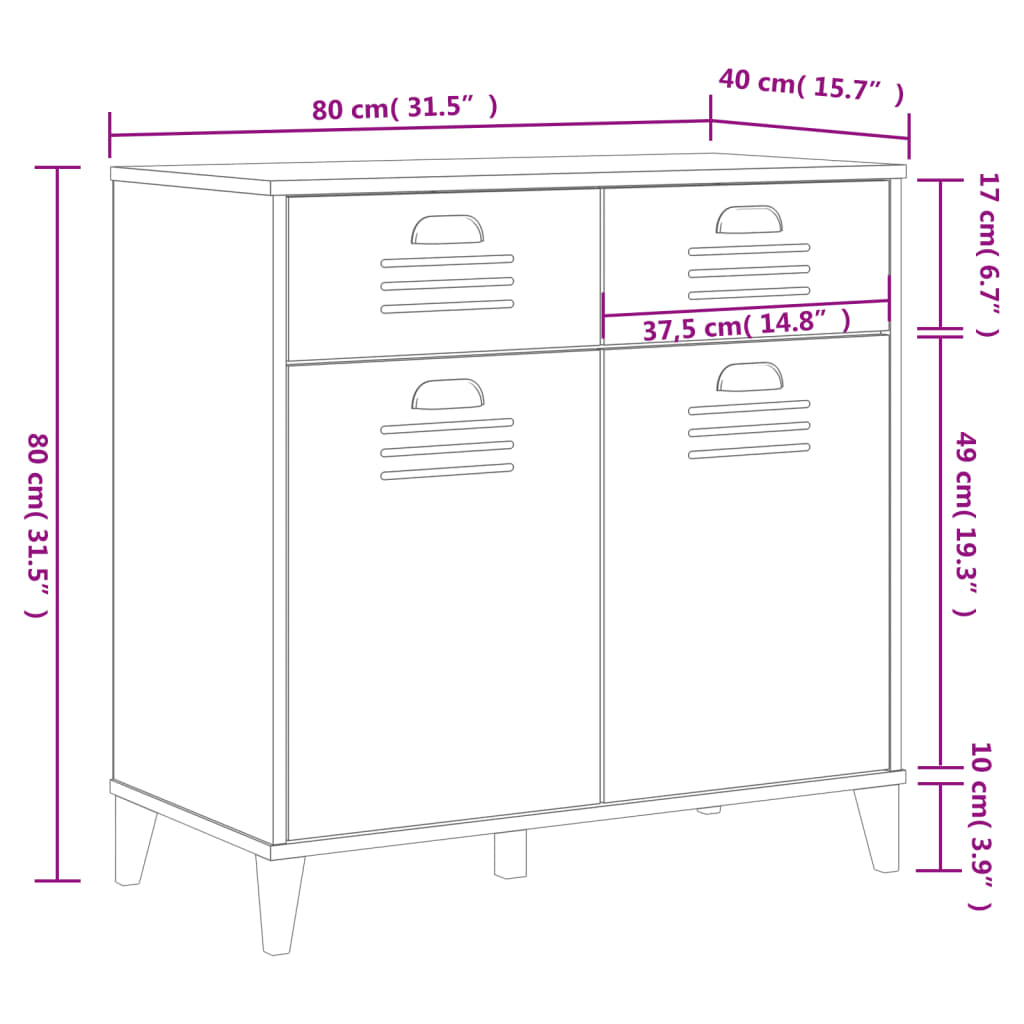 skænk VIKEN 80x40x80 cm konstrueret træ antracitgrå