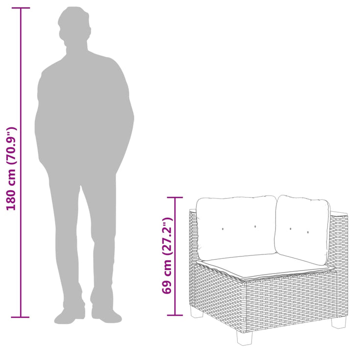 hjørnemodul til havesofa med hynder polyrattan beige