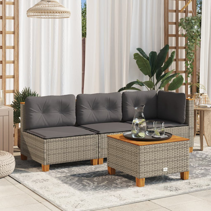 sofamodul til haven med hynder polyrattan grå