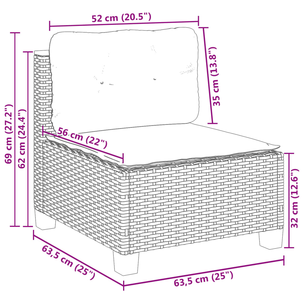 sofamodul til haven med hynder polyrattan beige
