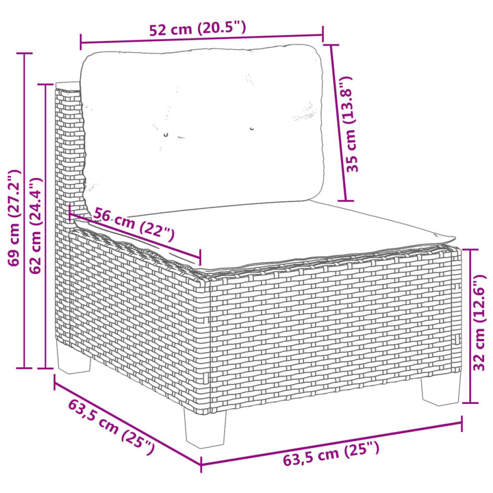 sofamodul til haven med hynder polyrattan beige