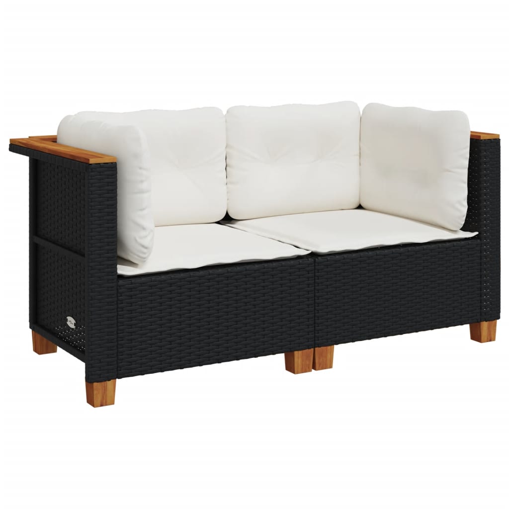 hjørnemoduler til havesofa 2 stk. med hynder polyrattan sort