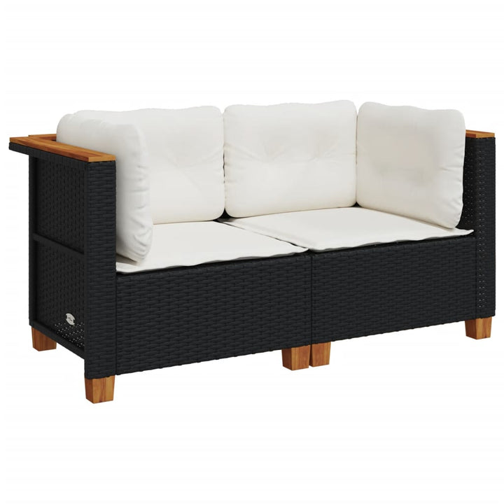 hjørnemoduler til havesofa 2 stk. med hynder polyrattan sort
