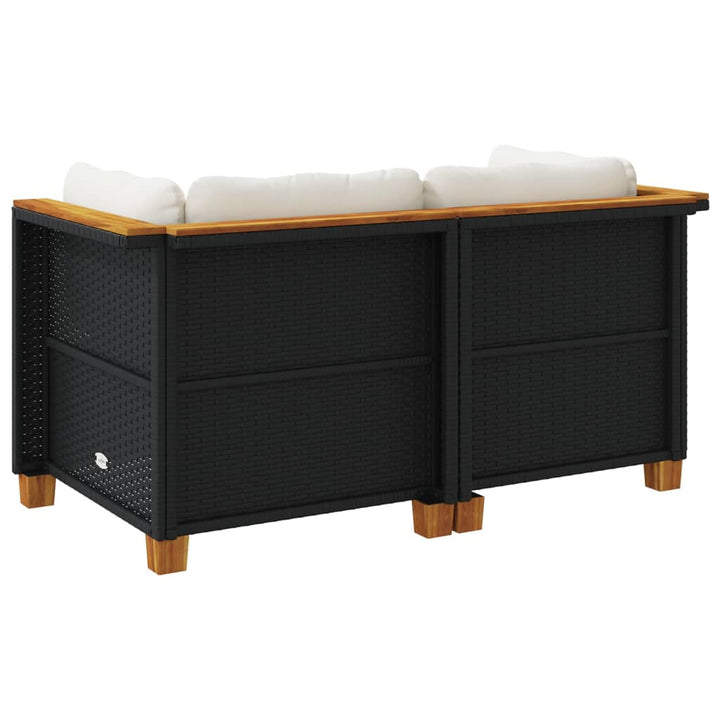 hjørnemoduler til havesofa 2 stk. med hynder polyrattan sort