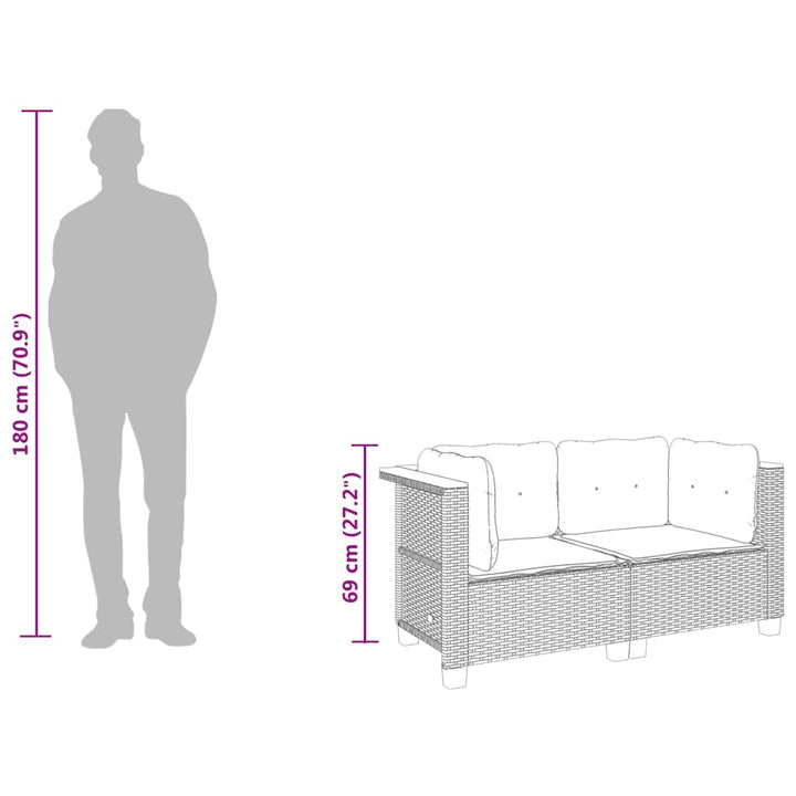 hjørnemoduler til havesofa 2 stk. med hynder polyrattan sort