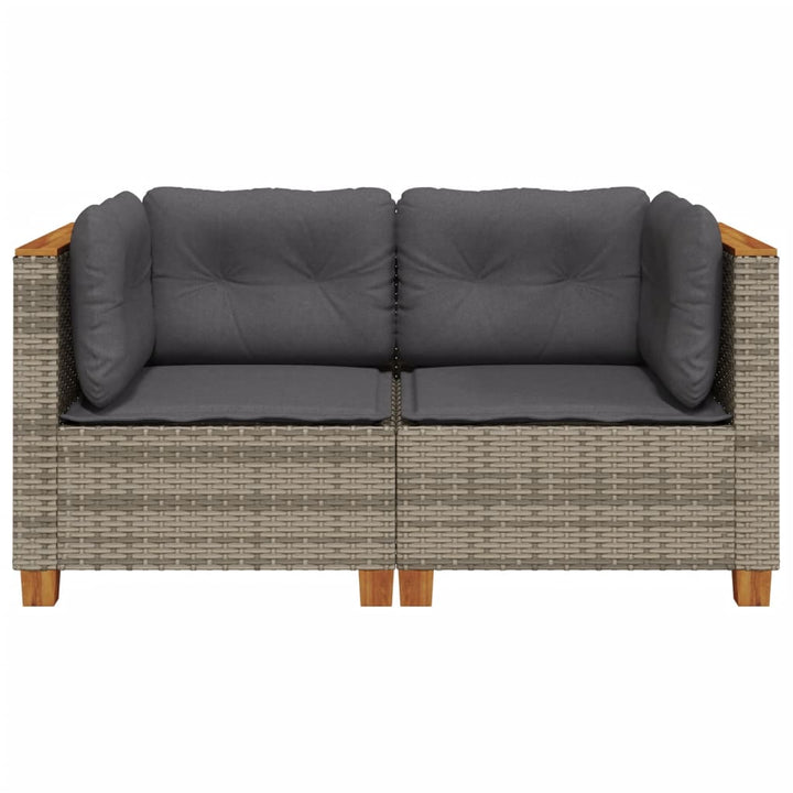 hjørnemoduler til havesofa 2 stk. med hynder polyrattan grå