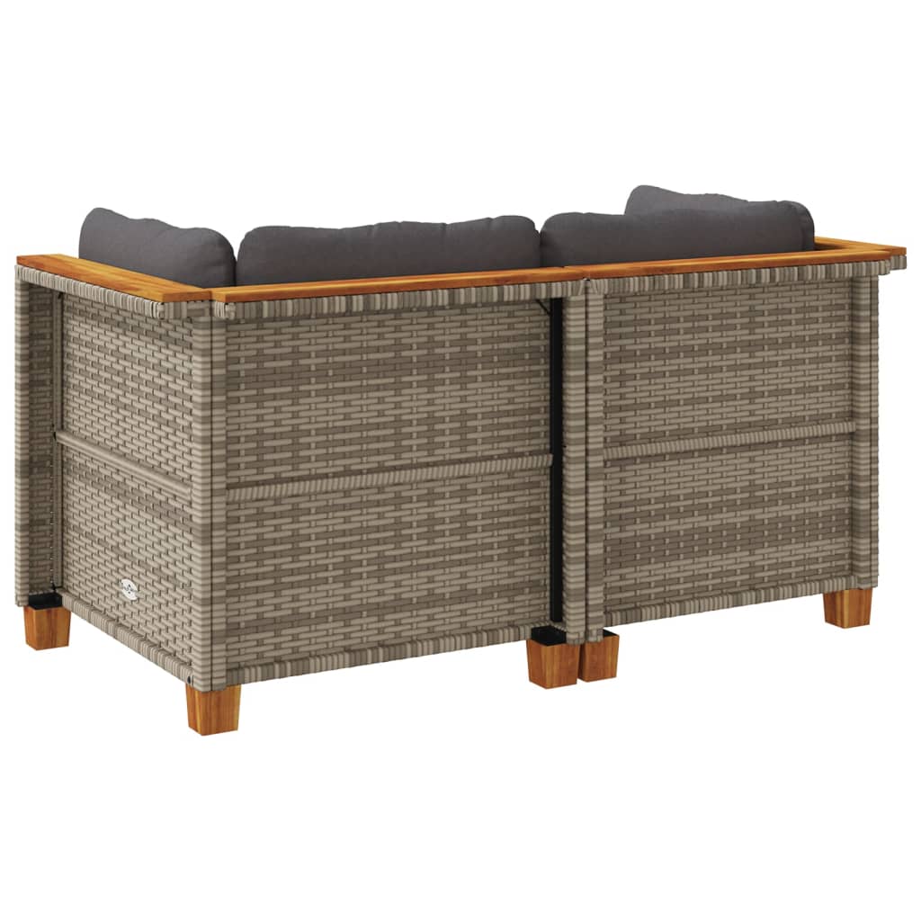 hjørnemoduler til havesofa 2 stk. med hynder polyrattan grå